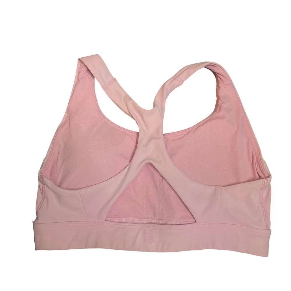 Athleta Pink Racerback Sports Bra Medium Impact Keyhole Back Womens Workout Top
